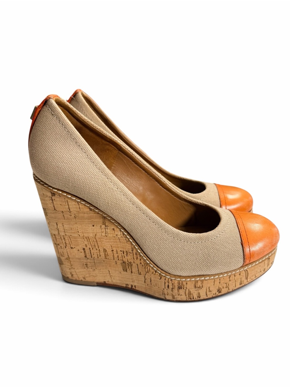 Tory Burch "Gabe" Canvas & Cork Wedges – Size 8.5 (Pre-loved)